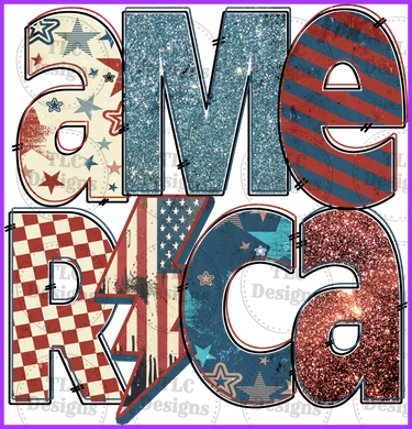 America 4Th Of July Full Color Transfers