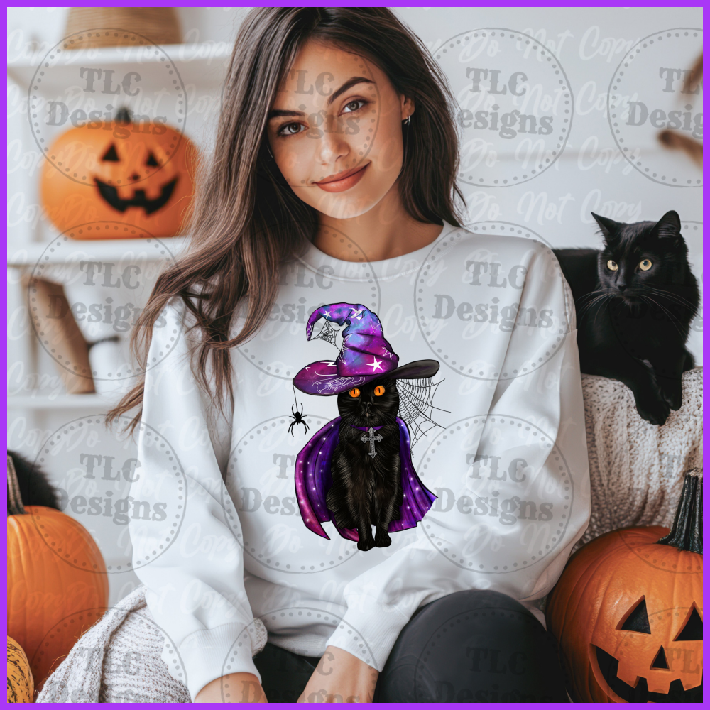 Black Witch Cat Full Color Transfers