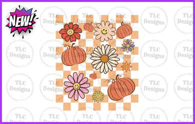 Checkered Fall Pumpkins Full Color Transfers