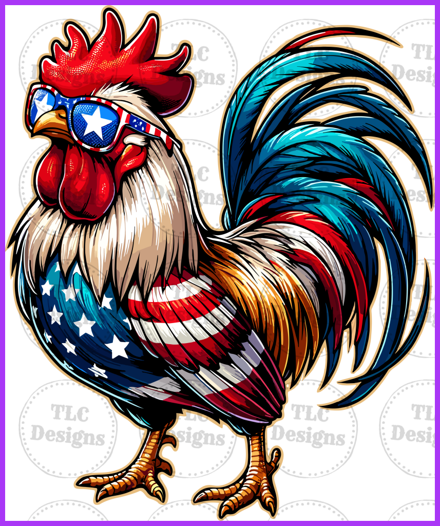 Chicken American Flag 4Th Of July Full Color Transfers