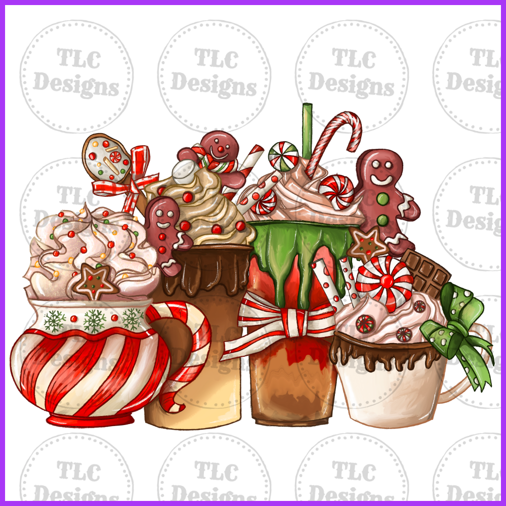 Christmas Chocolate Coffee Cup Full Color Transfers