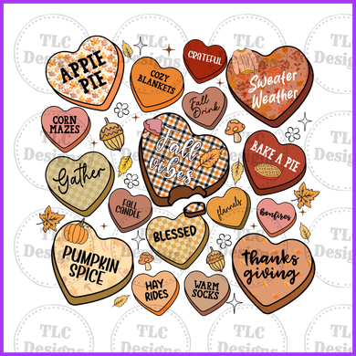 Fall Candy Hearts Full Color Transfers