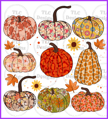 Fall Pumpkins Retro Full Color Transfers