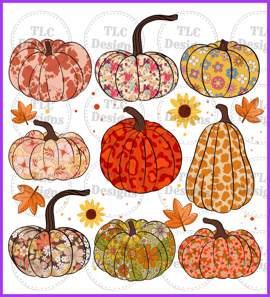 Fall Pumpkins Retro Full Color Transfers