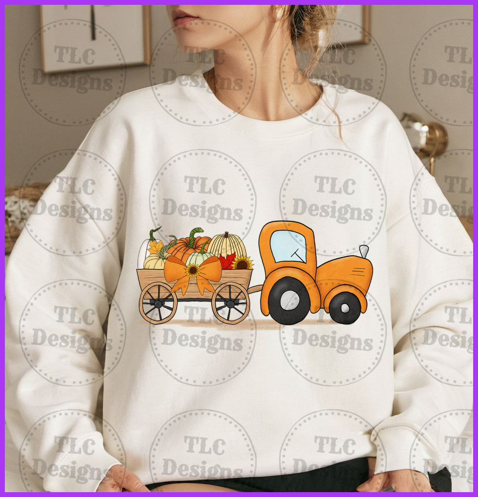 Fall Tractor With A Bow Full Color Transfers