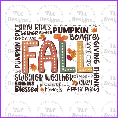 Fall Words Full Color Transfers