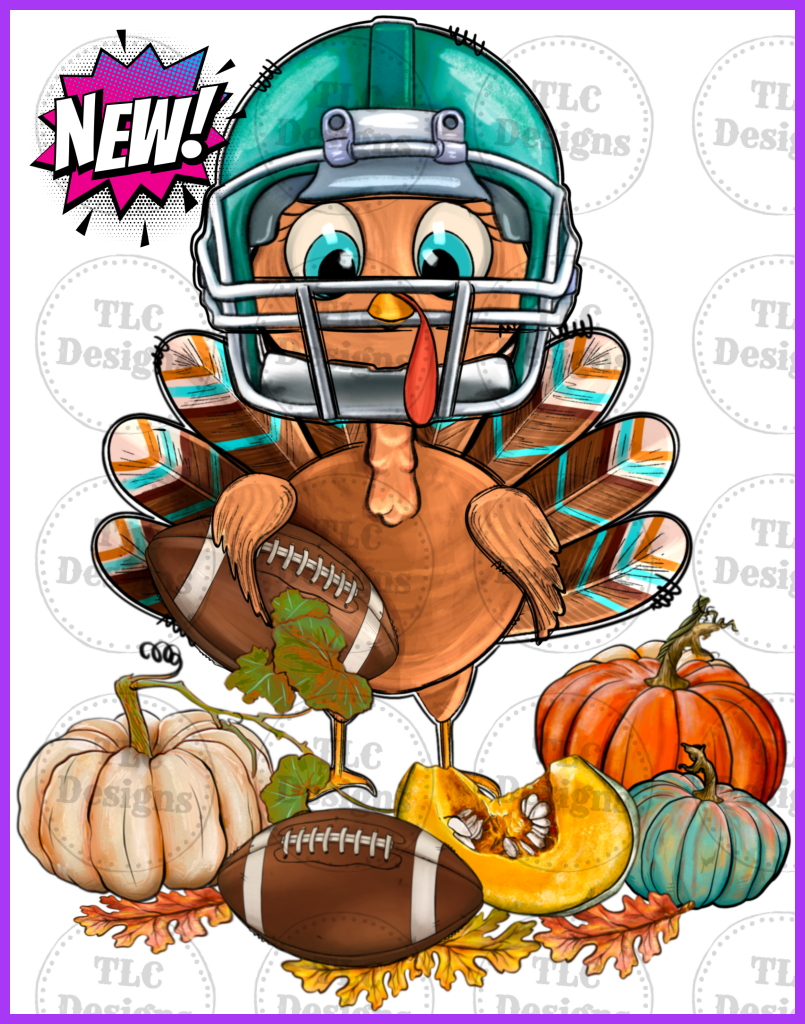 Football Turkey Thanksgiving Full Color Transfers