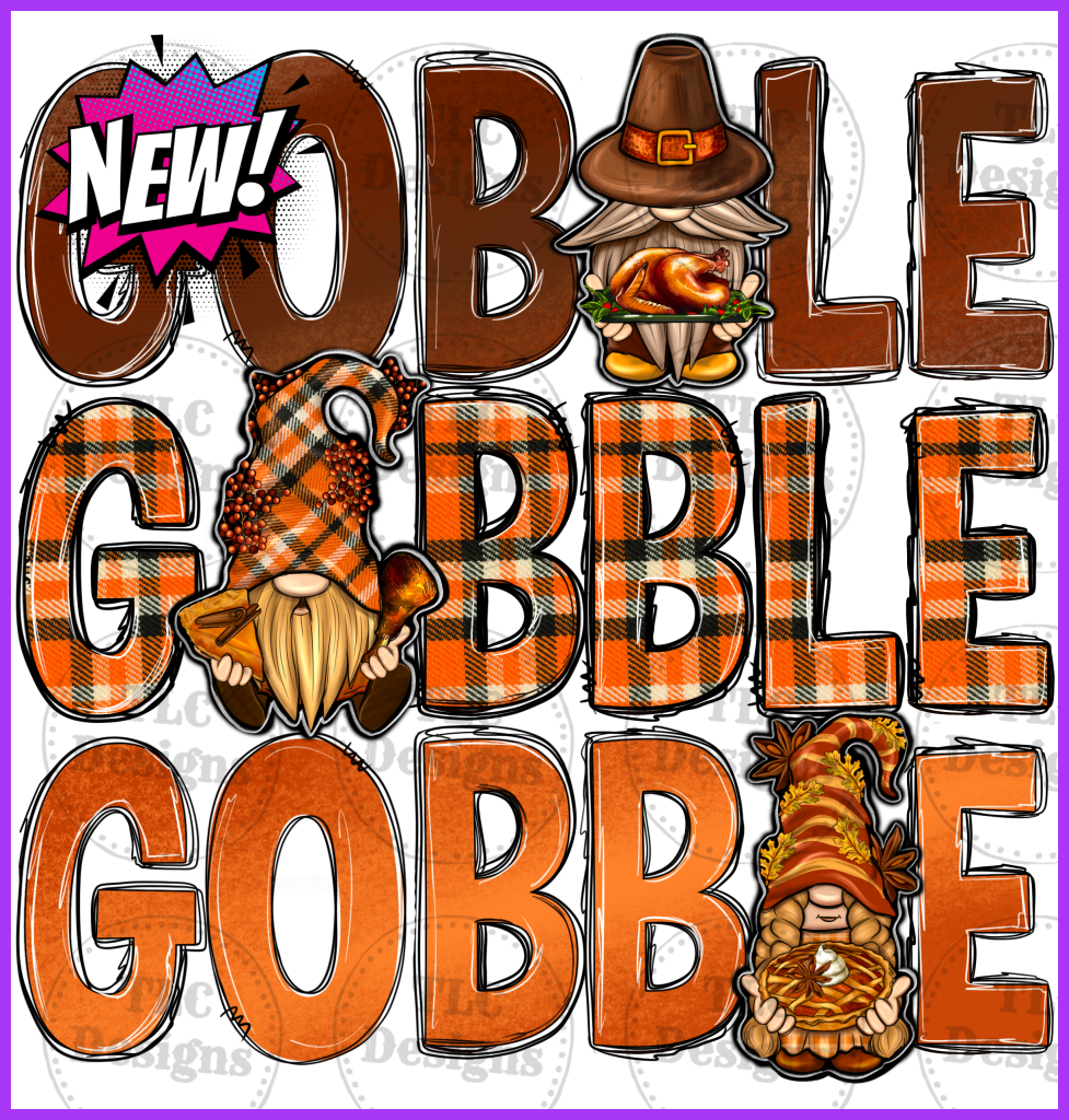 Gobble With Gnomes Full Color Transfers