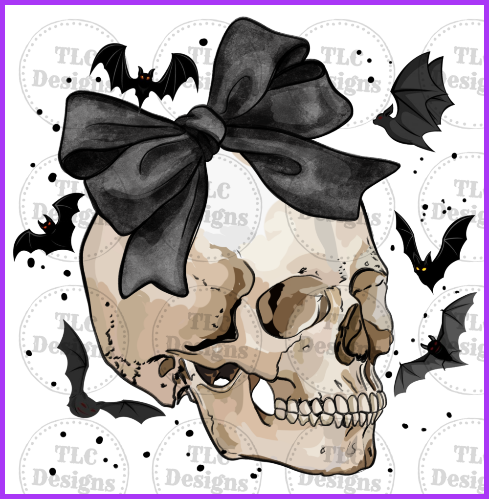 Halloween Skull Bow Full Color Transfers