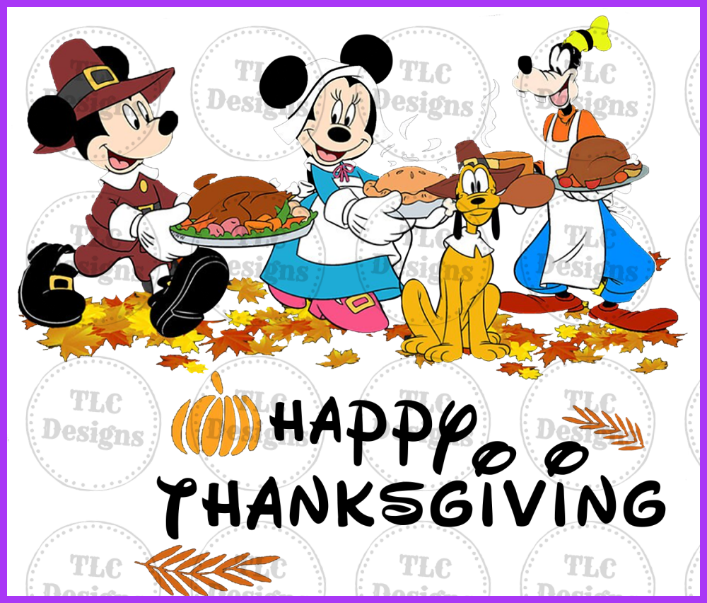 Happy Thanksgiving Disney Folks Full Color Transfers