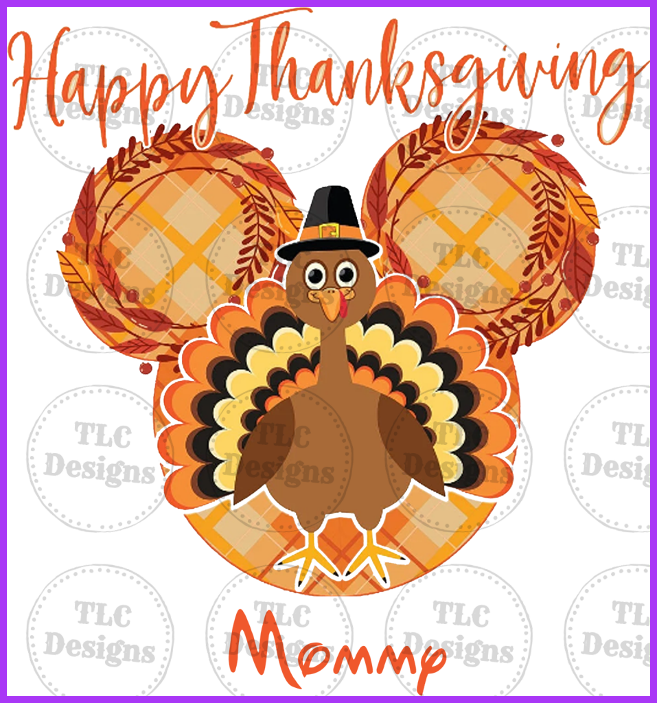 Happy Thanksgiving Mickey/Turkey Full Color Transfers