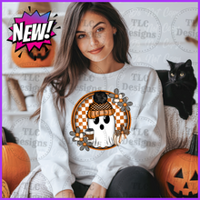 Load image into Gallery viewer, Hello Fall Checkered Ghost Full Color Transfers
