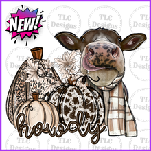 Load image into Gallery viewer, Howdy Fall Pumpkins With A Cow Full Color Transfers
