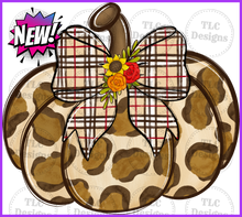 Load image into Gallery viewer, Leopard Pumpkin With Bow Full Color Transfers
