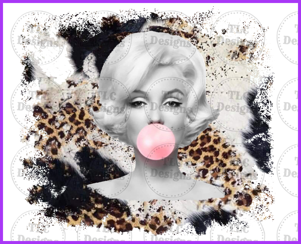 Marilyn Monroe Leopard print with pink bubble – TLC Designs and Customs ...