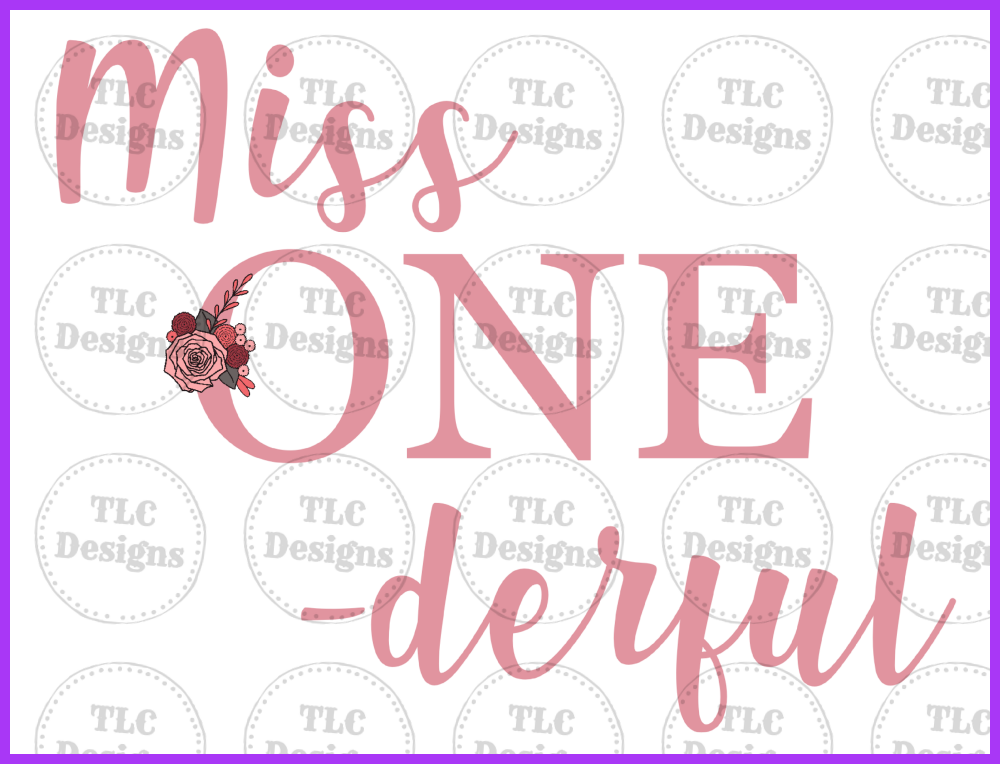 Miss Onederful Full Color Transfers