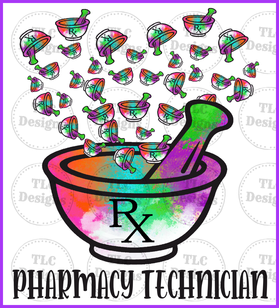 Pharmacy Tech Mortar Bowl Full Color Transfers