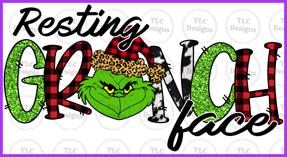 Resting Grinch Face- Cowhide Or Leopard Full Color Transfers