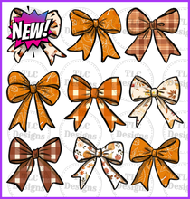 Load image into Gallery viewer, Retro Fall Pumpkin Bow Full Color Transfers
