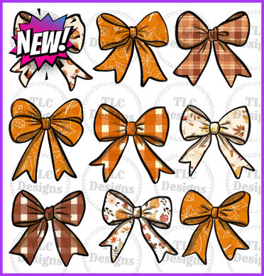 Retro Fall Pumpkin Bow Full Color Transfers