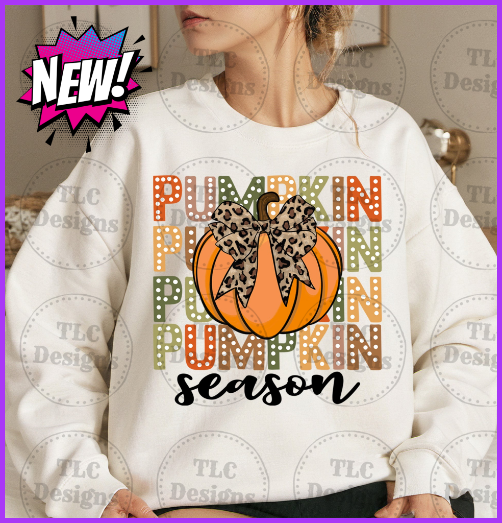 Retro Pumpkin Season Bow Full Color Transfers