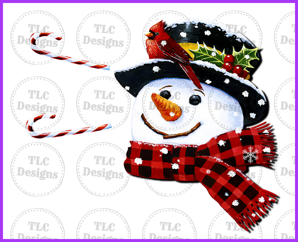 Snowman With Candy Canes Custom- Add Names In Notes Full Color Transfers