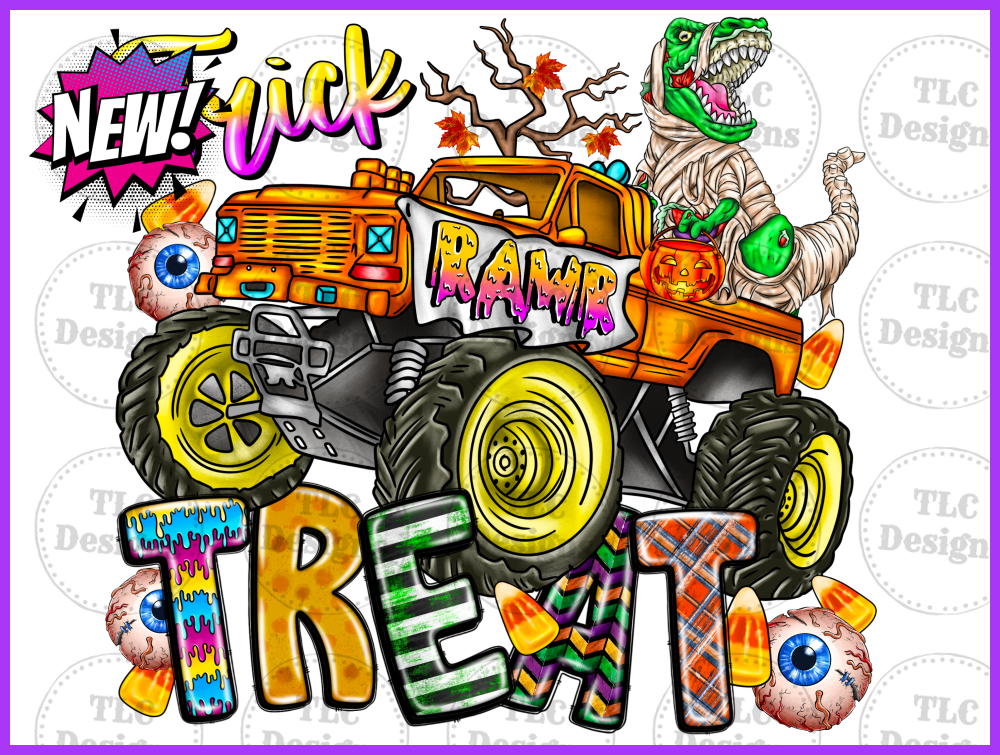 Trick Rawr Treat Bright Colors Full Color Transfers