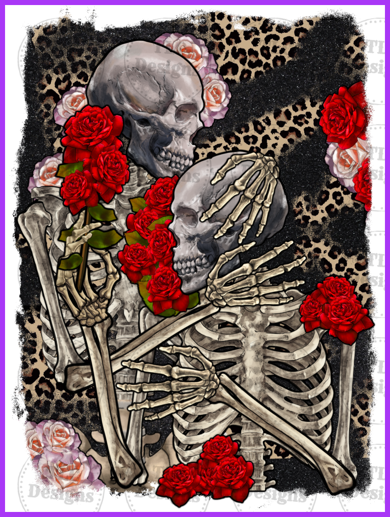 Two Skeletons Hugging Full Color Transfers