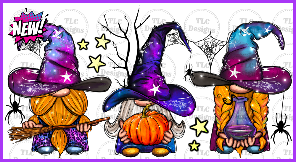 Witch Gnomes Halloween Full Color Transfers